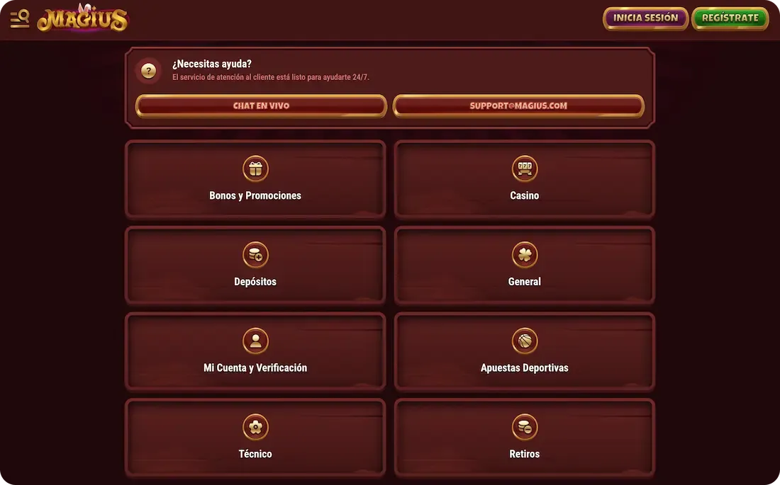 ayuda del casino magius