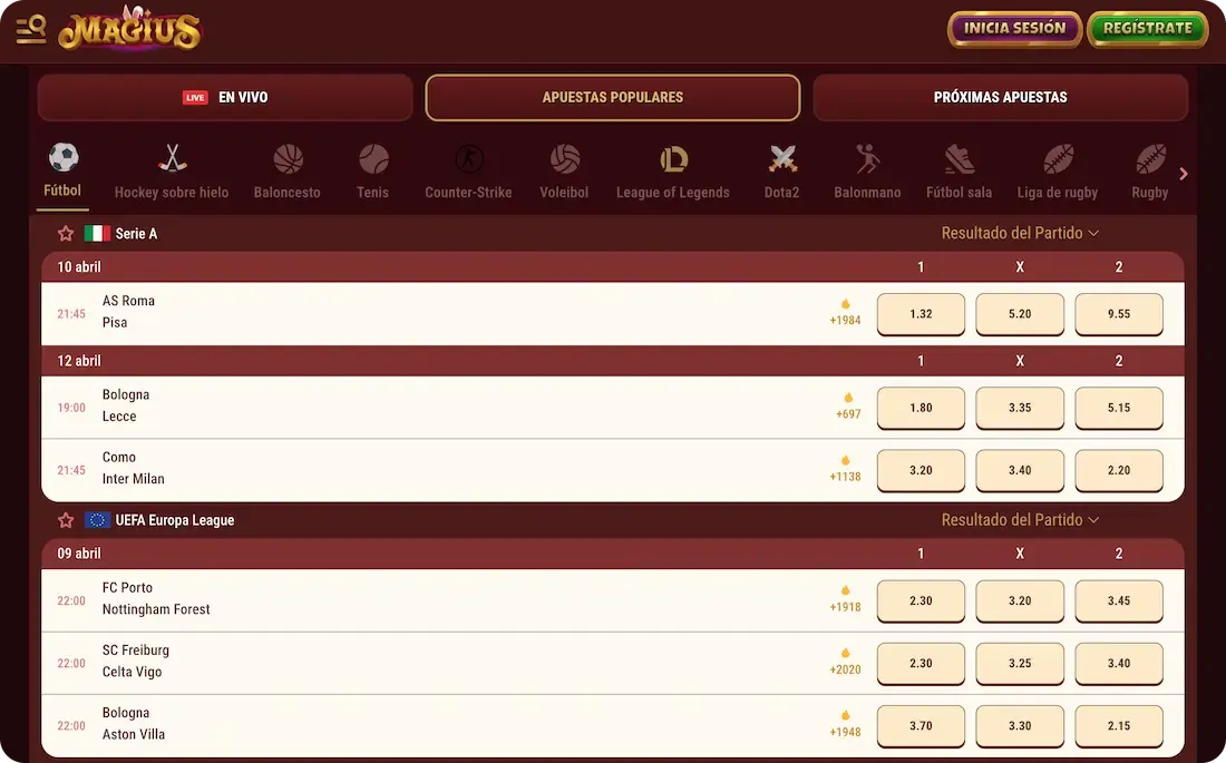 deportes del casino magius